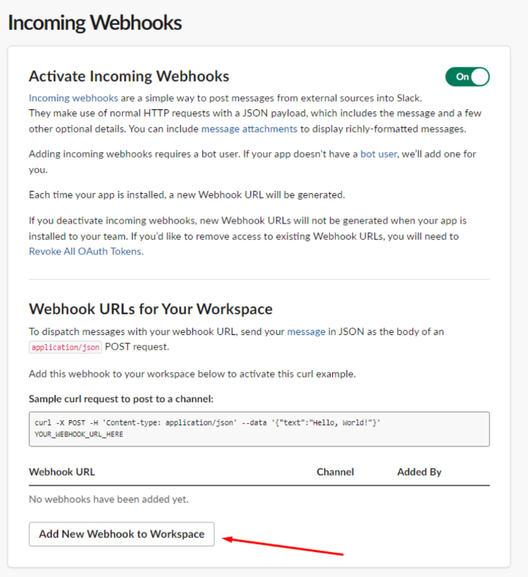 Slack Webhooks RDASH